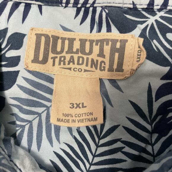 Duluth Trading Short Sleeve Leaf Floral Hawaiian Print Button Shirt Men’s 3XL - Picture 5 of 9